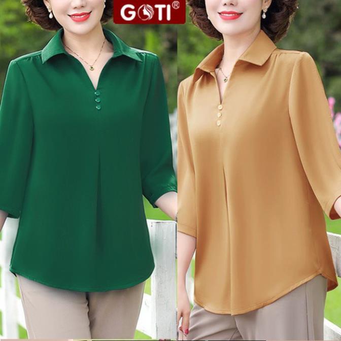 - Áo Trung Niên Nữ Cho Người Mập Dáng Suông Rộng Eo Giấu Bụng Cao Cấp Vải Lụa Tặng Mẹ U50 3A01 3A13
