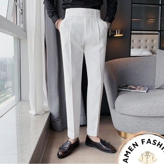 Quần âu nam hàn quốc AMEN FASHION quần tây nam công sở cạp cao phong cách lịch lãm sang trọng không bai xù AF 028