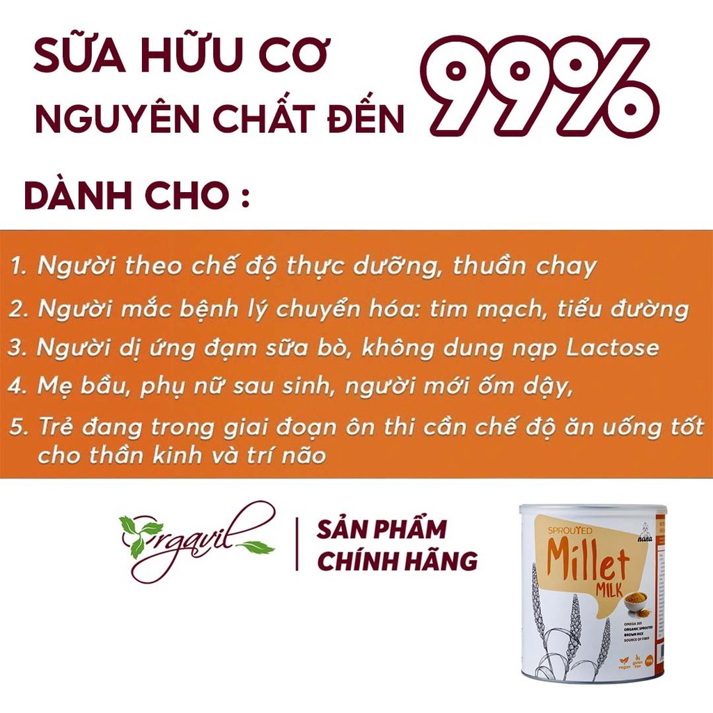 Sữa hạt Millet vị gạo hộp 700g - Sữa hạt dinh dưỡng cho người trưởng thành và người lớn tuổi - Orgavil