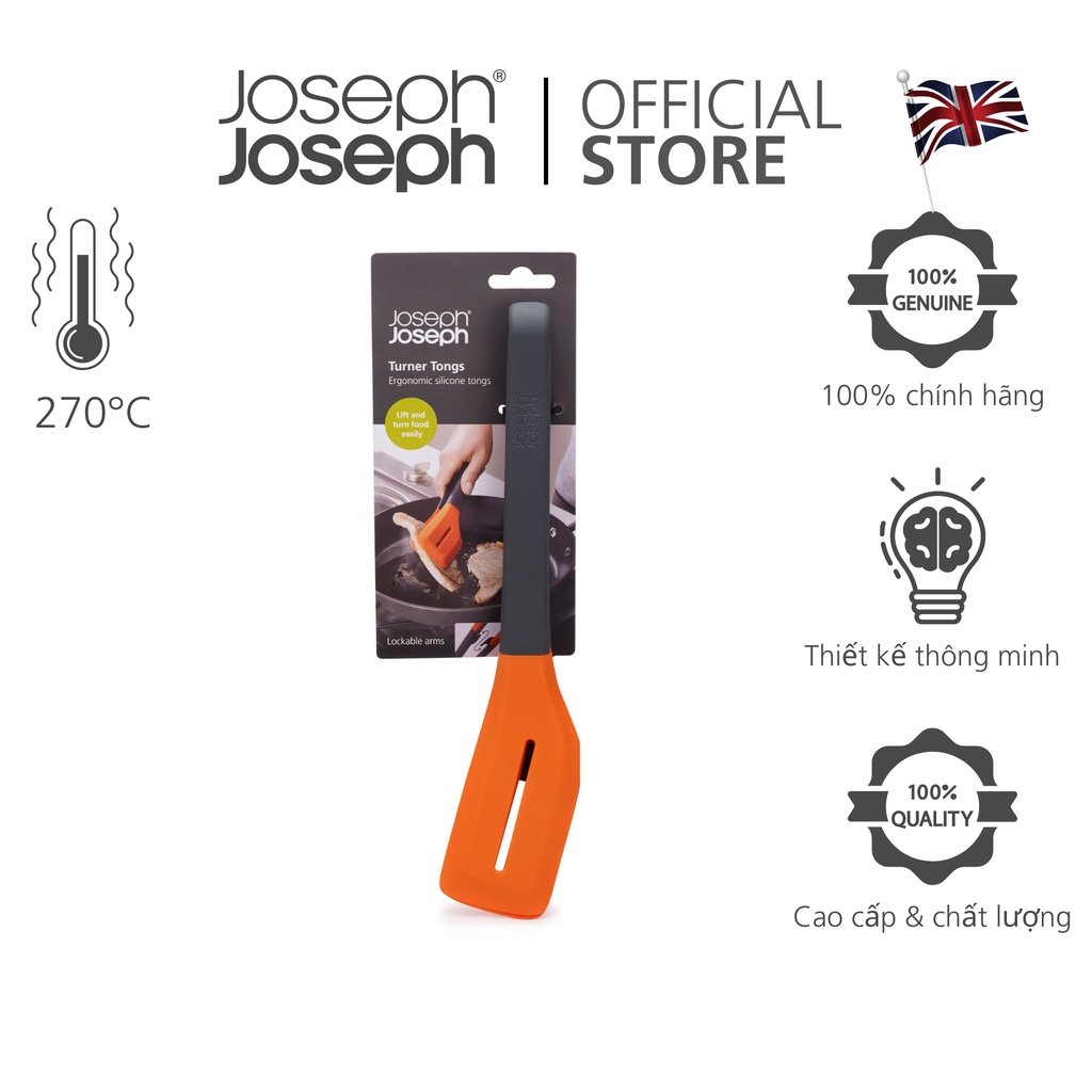 Dụng cụ gắp thực phẩm silicone cao cấp Joseph Joseph Turner Tongs Orange - 101423 (chịu nhiệt 270°C)