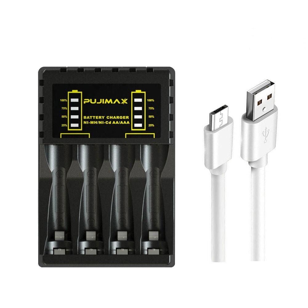 Bộ Sạc Pin Thông Minh Ni-MH / Ni-Cd 4 Cổng USB Màu Đen