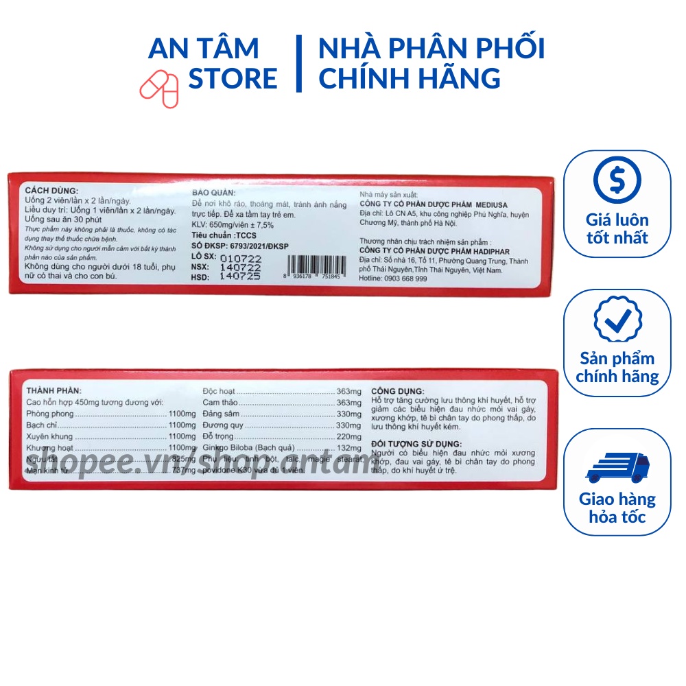 Viên uống Viên Vai Gáy giảm đau nhức vai gáy, xương khớp, tê bì chân tay