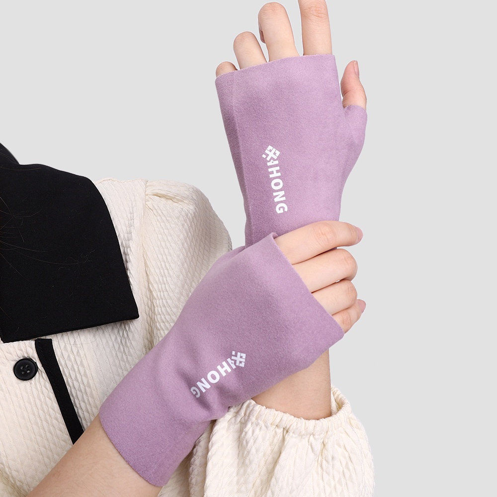 Găng Tay Thể Thao Hở Ngón Vải Lông Cừu Mềm Mại Chống Gió Chống Thấm Nước Màu Trơn Trọng Lượng Nhẹ Giữ Ấm Mùa Đông Thời Trang