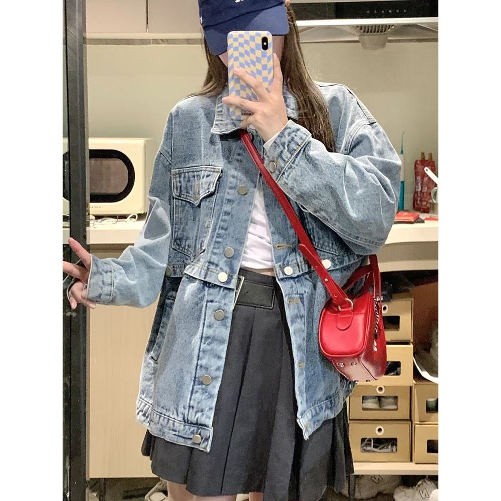 Áo Khoác Denim Hai Lớp Có Thể Tháo Rời Thiết Kế Retro Mỹ Hàng Mới 2022 Dành Cho Bạn Nữ