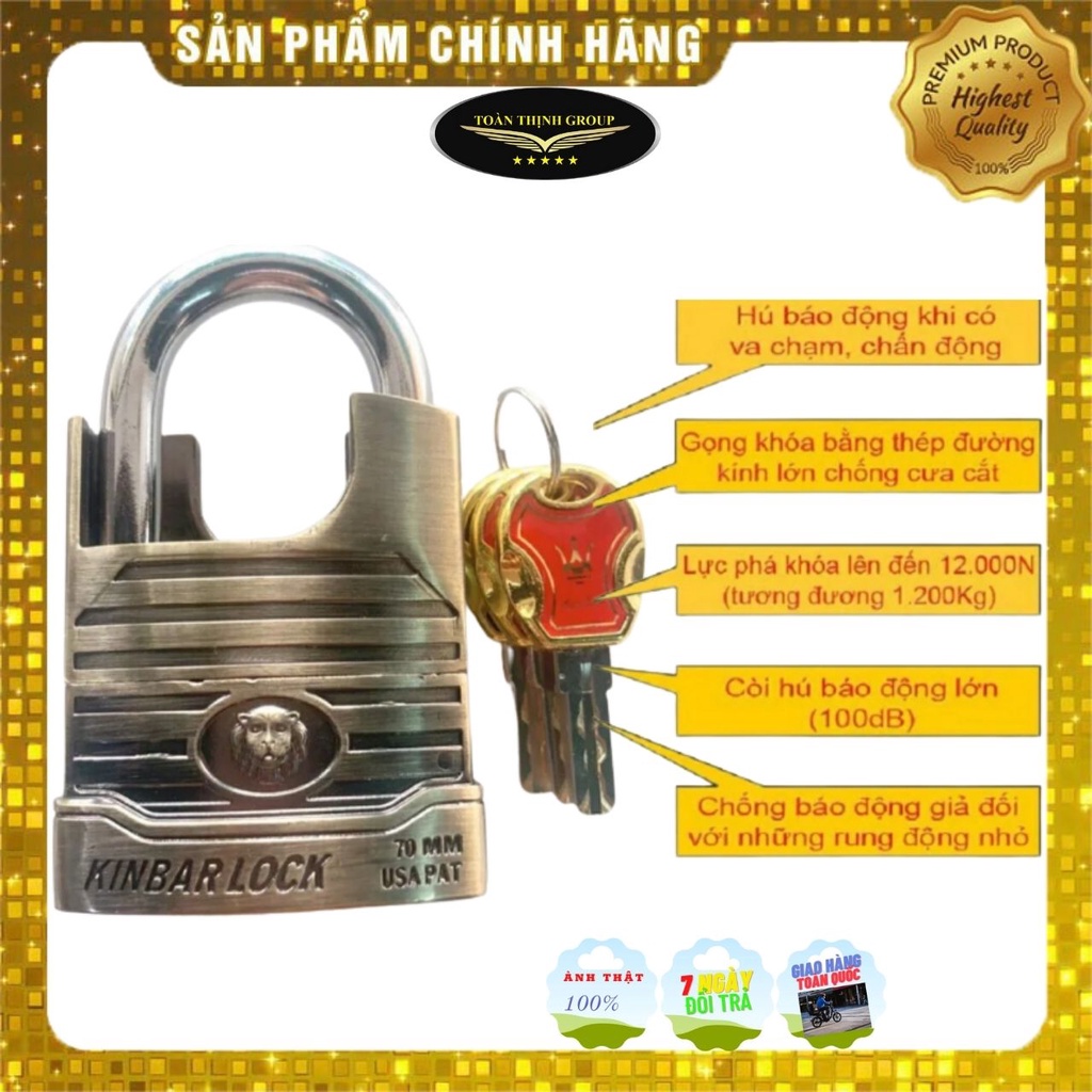 Ổ Khóa Báo Động Chống Cắt KINBAR 70mm