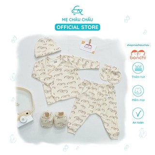 Set 5 Chi Tiết Bonchi Sơ Sinh (Gồm quần áo, bao tay, bao chân, mũ)