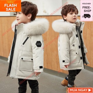 Áo phao đại hàn bé trai mùa đông 2024, Áo khoác chống rét chất dày trân bông nhiều lớp bên trong