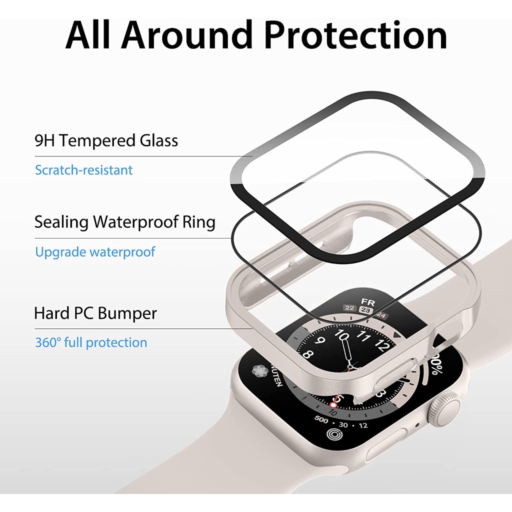 Ốp Bảo Vệ Màn Hình Chống Thấm Nước Cho iWatch Series 8/ 7/6/SE/5/4 Case 41/45mm 40/44mm