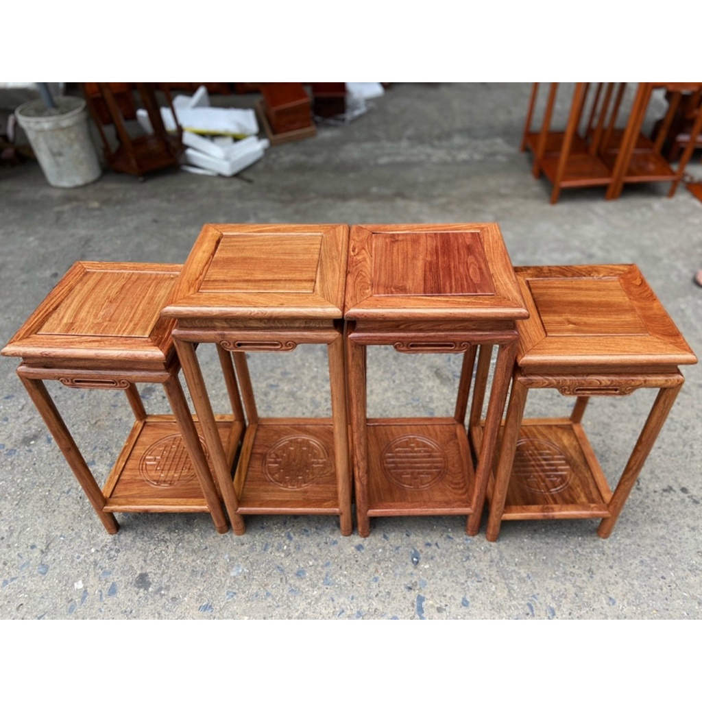 Đôn vuông chân tròn kê phòng khách gỗ hương cao 50,60,70,80cm