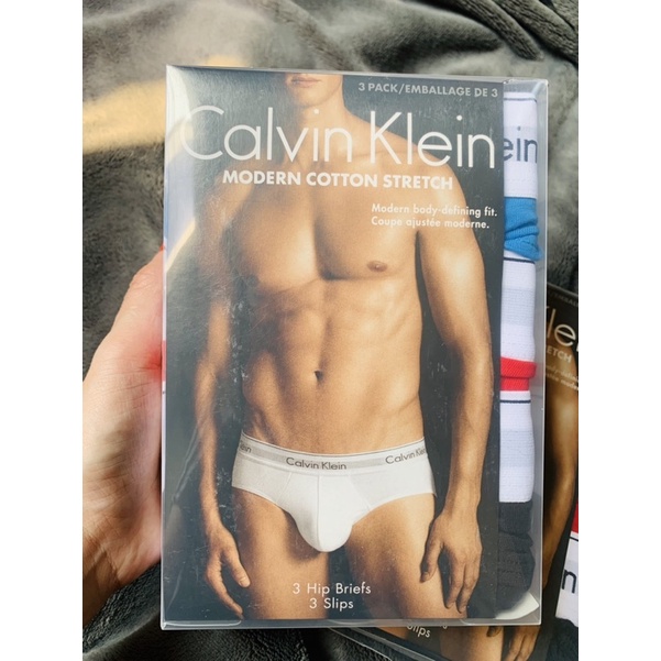 SET 3 QUẦN LÓT NAM CALVIN KLEIN MODERN COTTON STRETCH HIP BRIEF 3 PACK