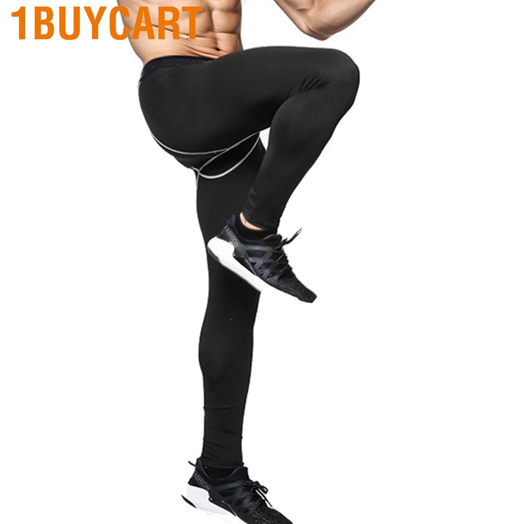 1buycart Tight Leggings Elastic Polyester Quick Drying Men's Compression Pants for Fitness Workout
