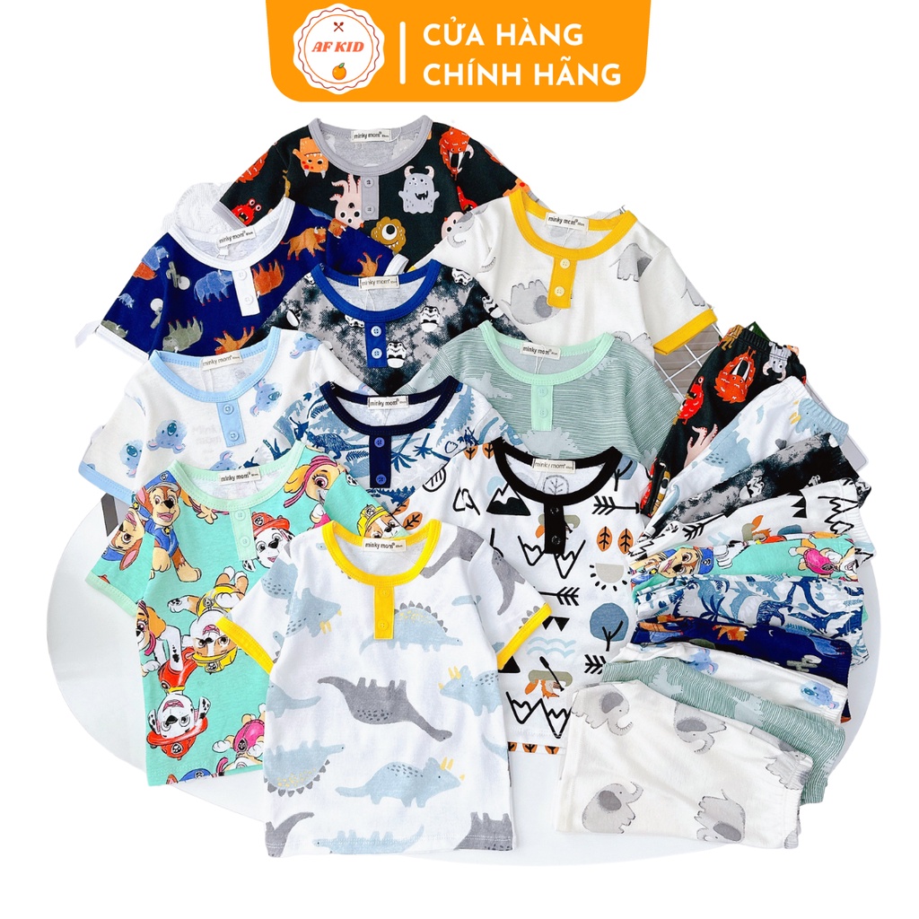 Bộ quần áo trẻ em cộc tay 6-19kg Minky Mom Borip 2 cúc thổ cẩm cho bé trai bé gái chất cao cấp siêu mềm mát