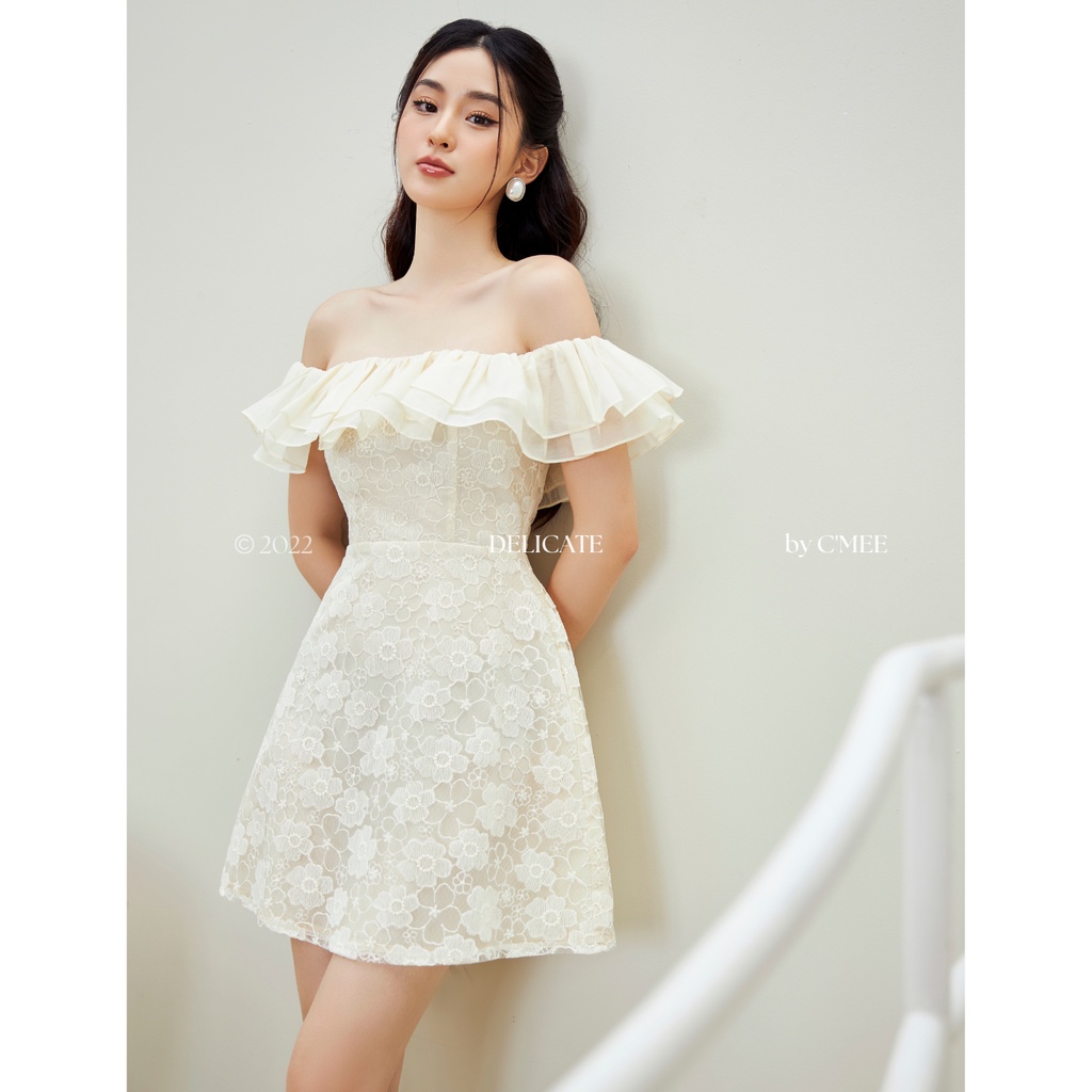 [C'MEE] Đầm ren hoa trễ vai Puffy Fairy Dress