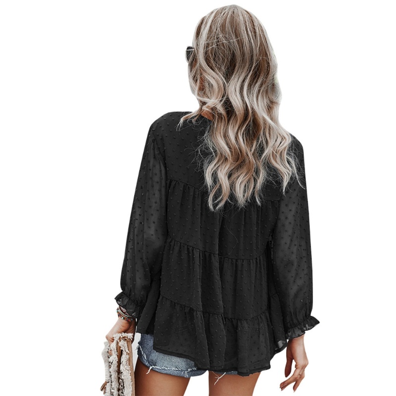 Áo Thun Tay Dài Cổ Tròn Chất Liệu Polyester Mềm Mại Thoải Mái Cho Nữ