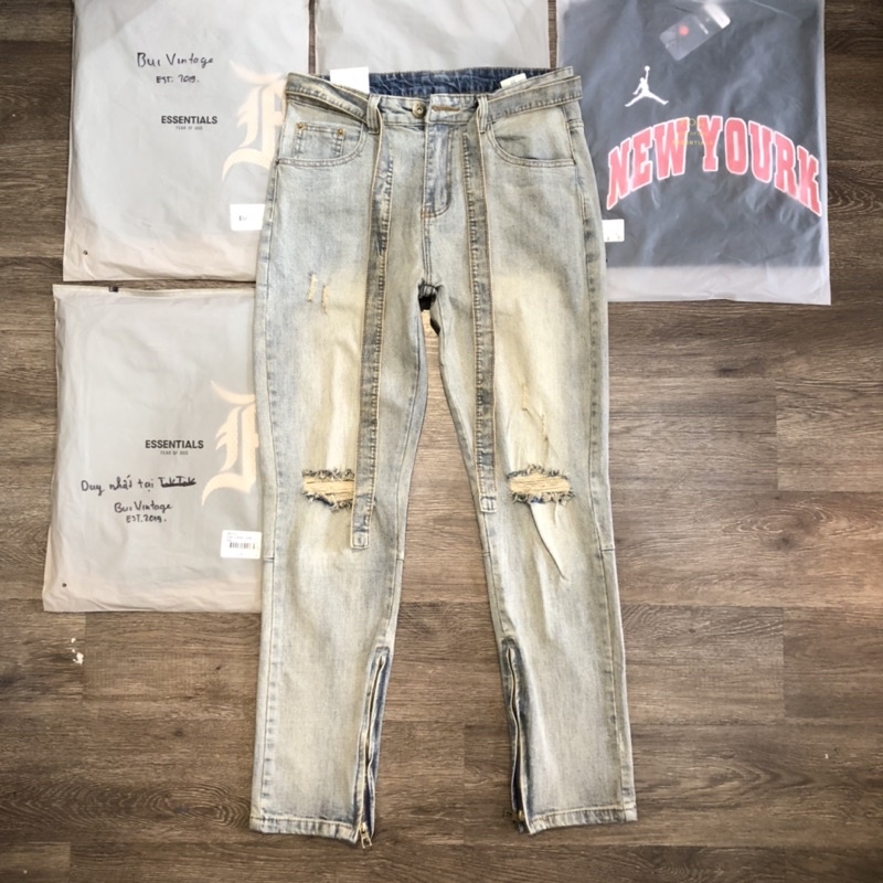 Quần jeans zipper BVJ032 slim fit , vải denim cao cấp đứng phom