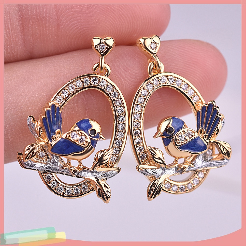 Khuyên tai hình trái tim đính đá sang trọng cho nữ