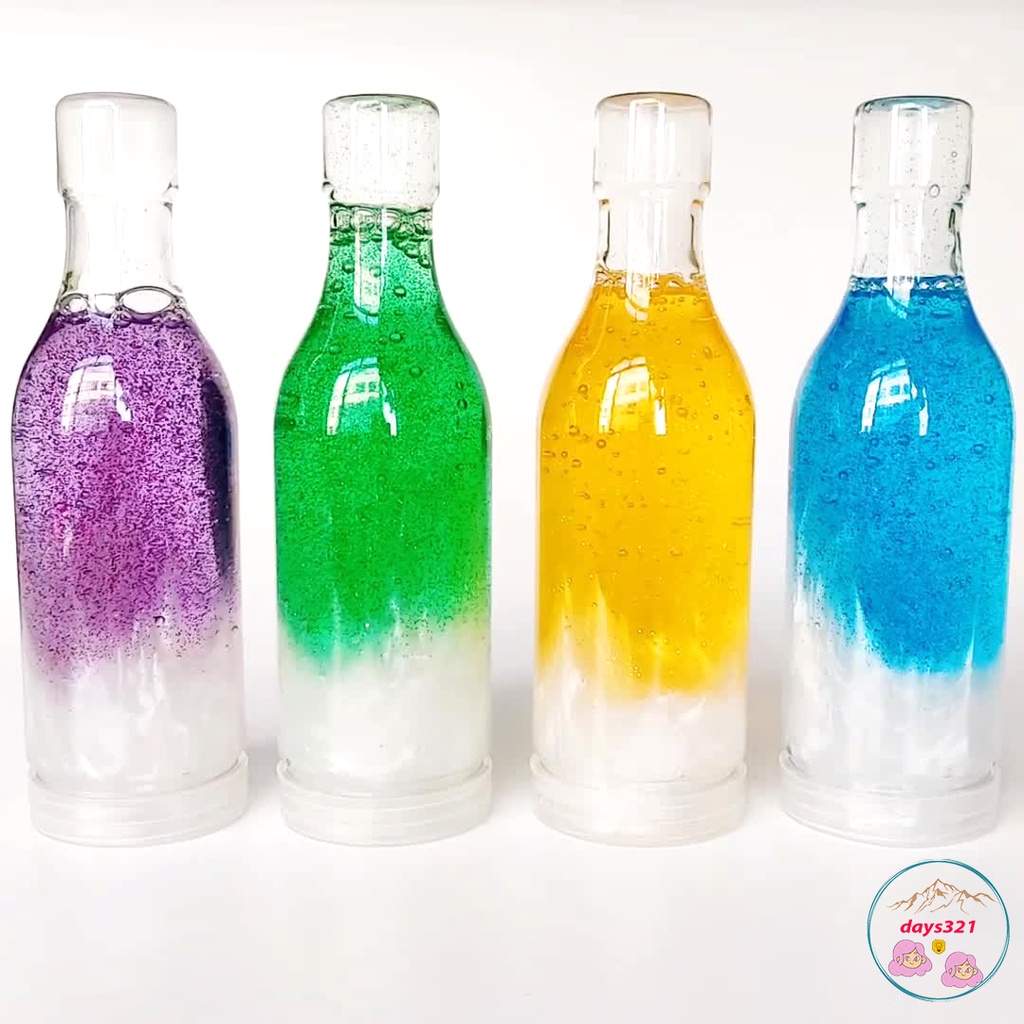 Slime chai thạch dừa hình trụ 2 màu nhũ kim tuyến Đồ chơi slam hủ chất nhầy ma thuật squishy