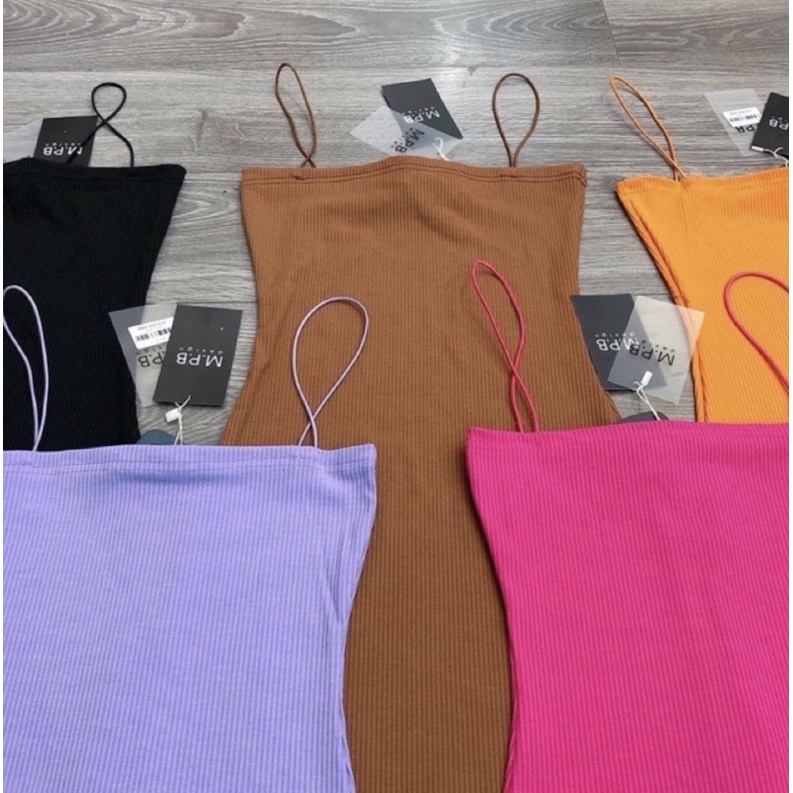 Bần Body Ôm Hai Dây Màu Sắc Basic Chất Thun Gân CC0047