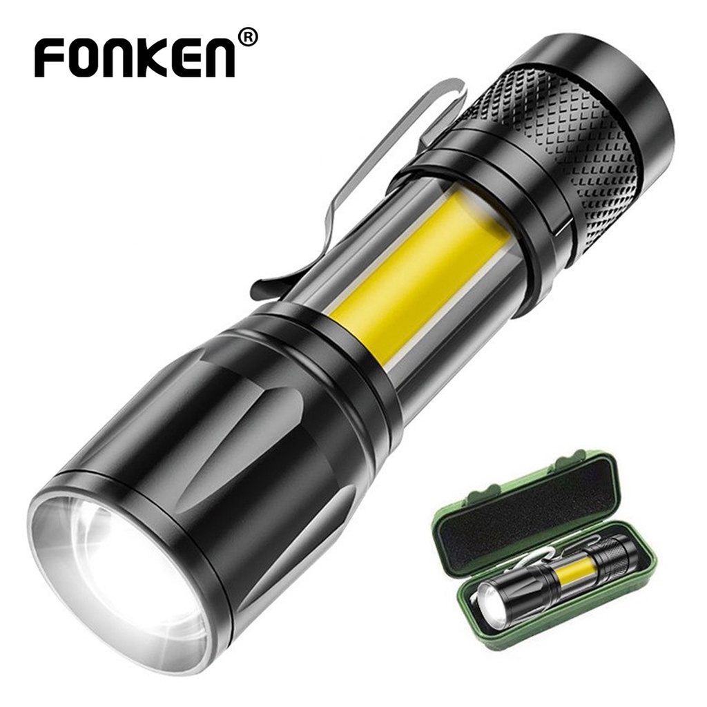 Đèn pin LED FONKEN mini công suất cao chống nước có thể sạc lại tiện dụng