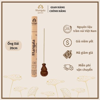 Nhang trầm hương không tăm cao cấp mangala ống trắng - trầm tăm 80 que | 20gr cháy 30 phút - dùng thư giãn, yoga, thiền