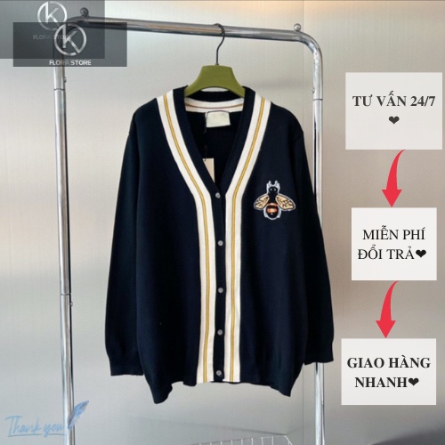 Áo Cardigan Chất Len Dày Dặn Phối Họa Tiết Ong Thêu❤️Áo Khoác Nam Nữ Hàng Chuẩn Unisex