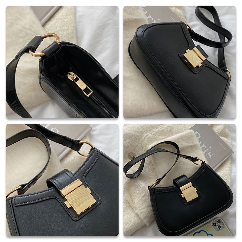 MISCHA Túi Đeo Vai Màu Trơn Phong Cách Hàn Quốc Thời Trang