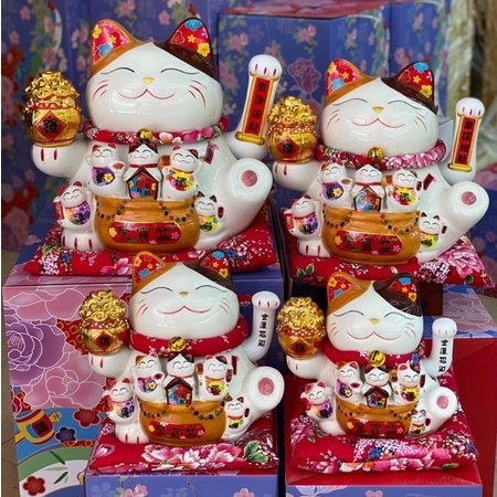 Mèo thần tài Thiên kim vạn lượng, mèo may mắn Neko maneki (16-20-25-32Cm)