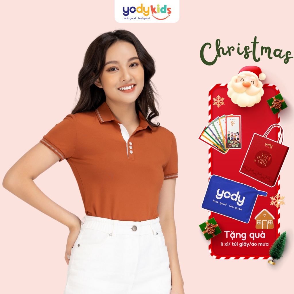 Áo polo YODY nữ coolmax tay ngắn có cổ chất vải bền co giãn tốt thấm hút nhanh APN3516