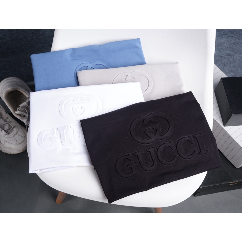 Áo Thun Nam GUCCI dập nổi Cổ Tròn Cao Cấp phông Tay Ngắn, chất cotton bề mặt vải mềm