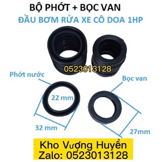 Bộ 9 phớt nước và 6 lót van một chiều d22 của đầu bơm rửa xe cô doa 1 HP - đầu bơm chạy động cơ 1.1-1.5kw
