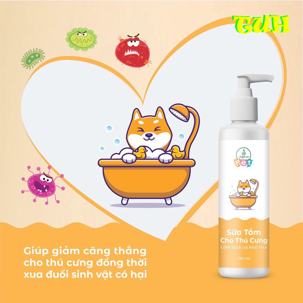 Sữa Tắm Cho Chó Mèo Thú Cưng JULYHOUSE 150ml/500ml Thơm Mát Khử Mùi Hôi TUH