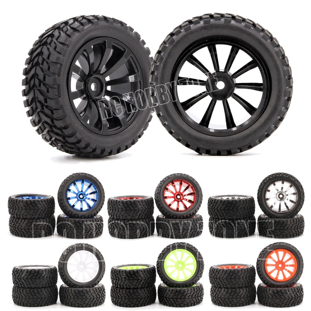 Set 4 Bánh Xe Địa Hình Lục Giác 12mm 75mm 12mm Cho Xe Điều Khiển Từ Xa Wltoys 144001 124018 124019 Xe Hơi MN99S MN90 MN86 HSP HPI 1 / 10 1 / 12 1 / 14 1 / 16