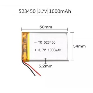 Pin lipo polymer 3.7v 1000mah 523450 , dùng cho các thiết bị điện tử