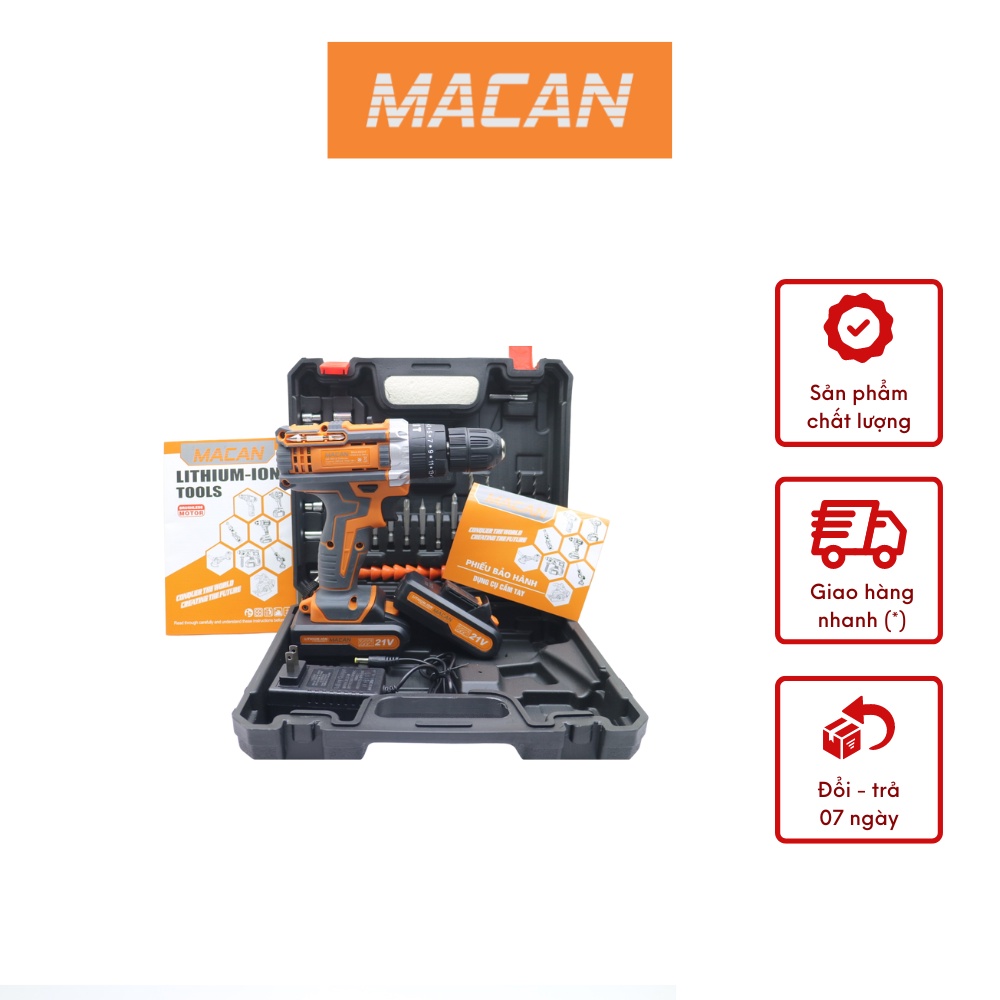 Máy khoan pin 21v MACAN MC-6021C 3 Chức năng kèm phụ kiện