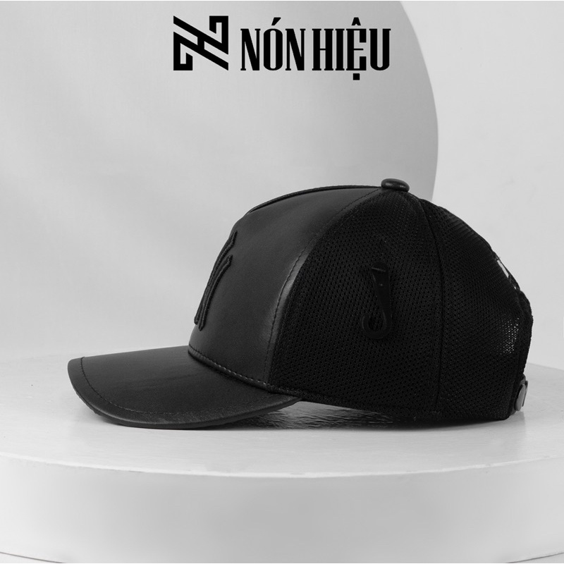 Mũ lưỡi trai NY Da Thật MADE IN KOREA Full Tem Mark hãng