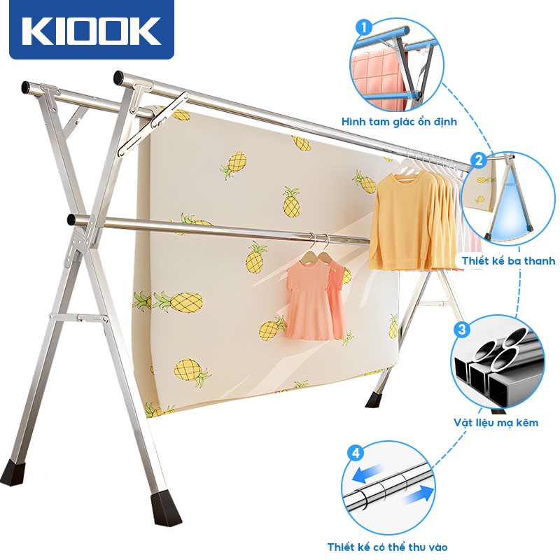 Giàn Phơi Quần Áo Thông Minh Nhỏ gọn tiện lợi, Cứng cáp đa năng vật liệu thép không gỉ