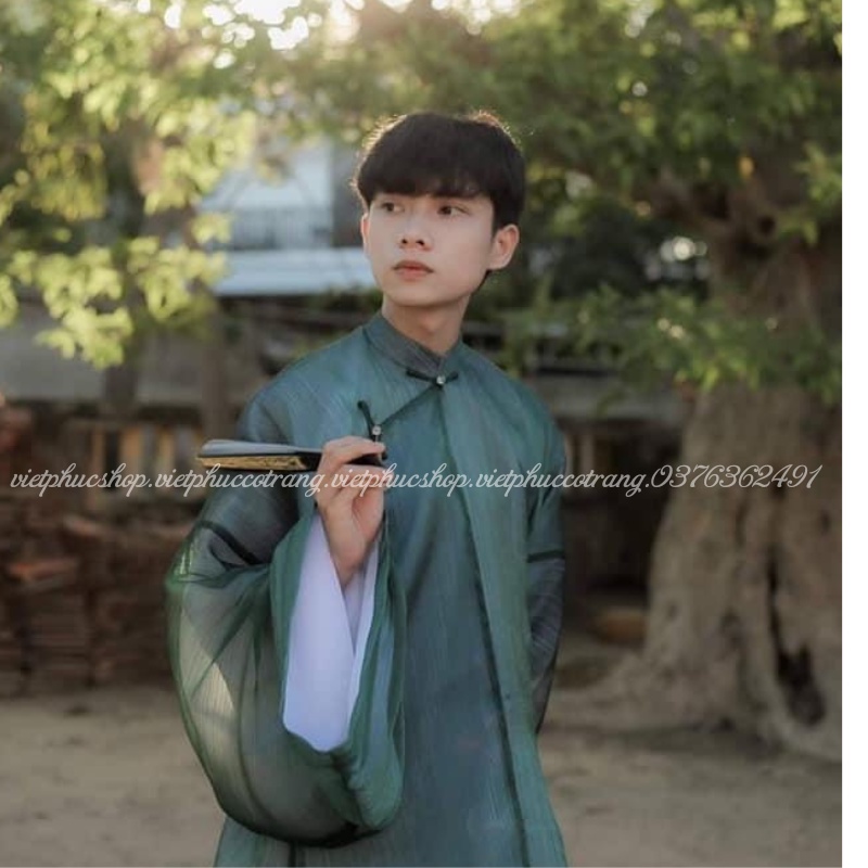 Áo Ngũ Thân , áo tấc nam tay thụng tơ xước kim tuyến , Cổ Phục Việt Nam