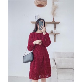 [V4019] Váy ren lông chiết ly eo
