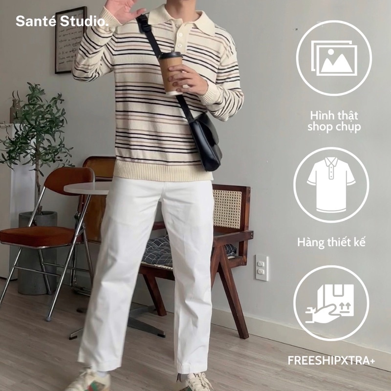 SANTÉ STUDIO - Quần nam ống suông vải kaki - COMPACT WIDE PANTS.