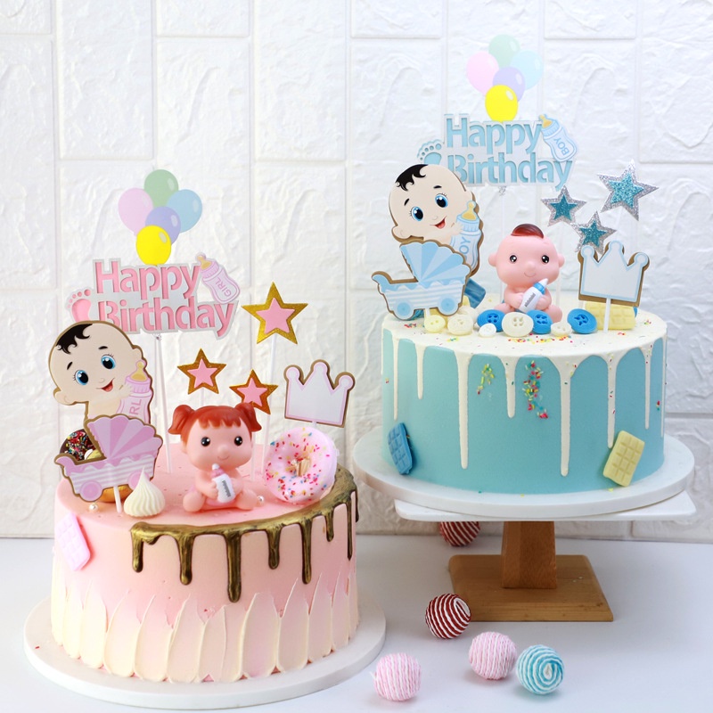 em bé bình sữa trang trí bánh thôi nôi