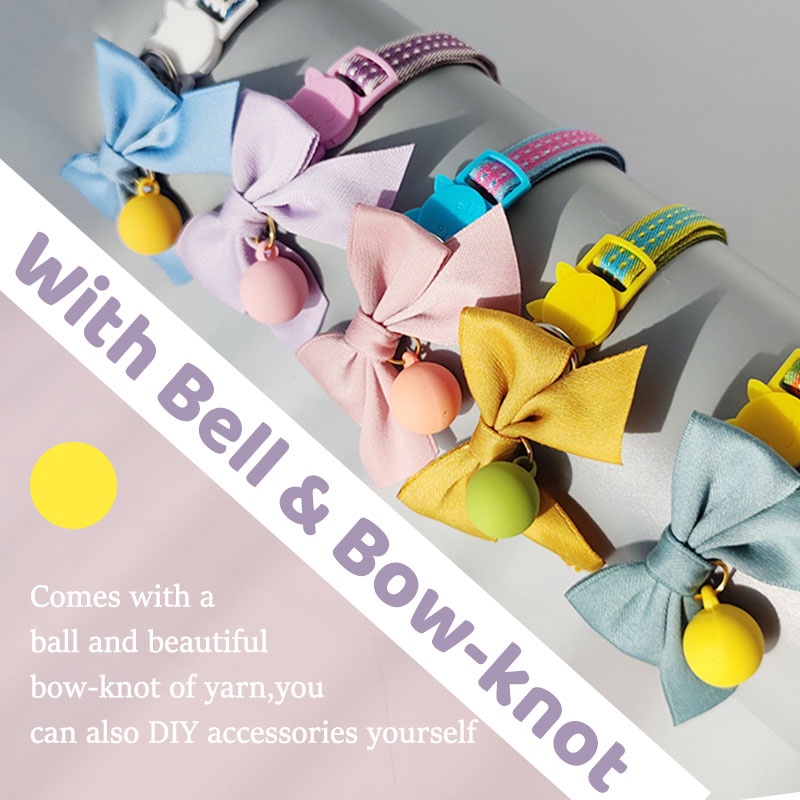 HamshMoc Vòng Cổ Nhẹ Mềm Mại Thoải Mái Bền Bỉ Có Chuông Và Nơ Dễ Thương Có Thể Điều Chỉnh Cho Thú Cưng / Mèo / Thỏ