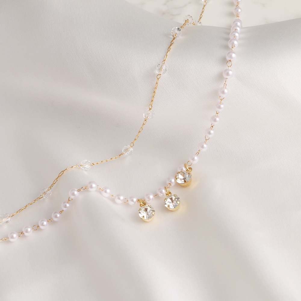 Vòng cổ Nữ Nhiều Lớp Đính Ngọc Trai Thời Trang Hàn Quốc Năm Mới