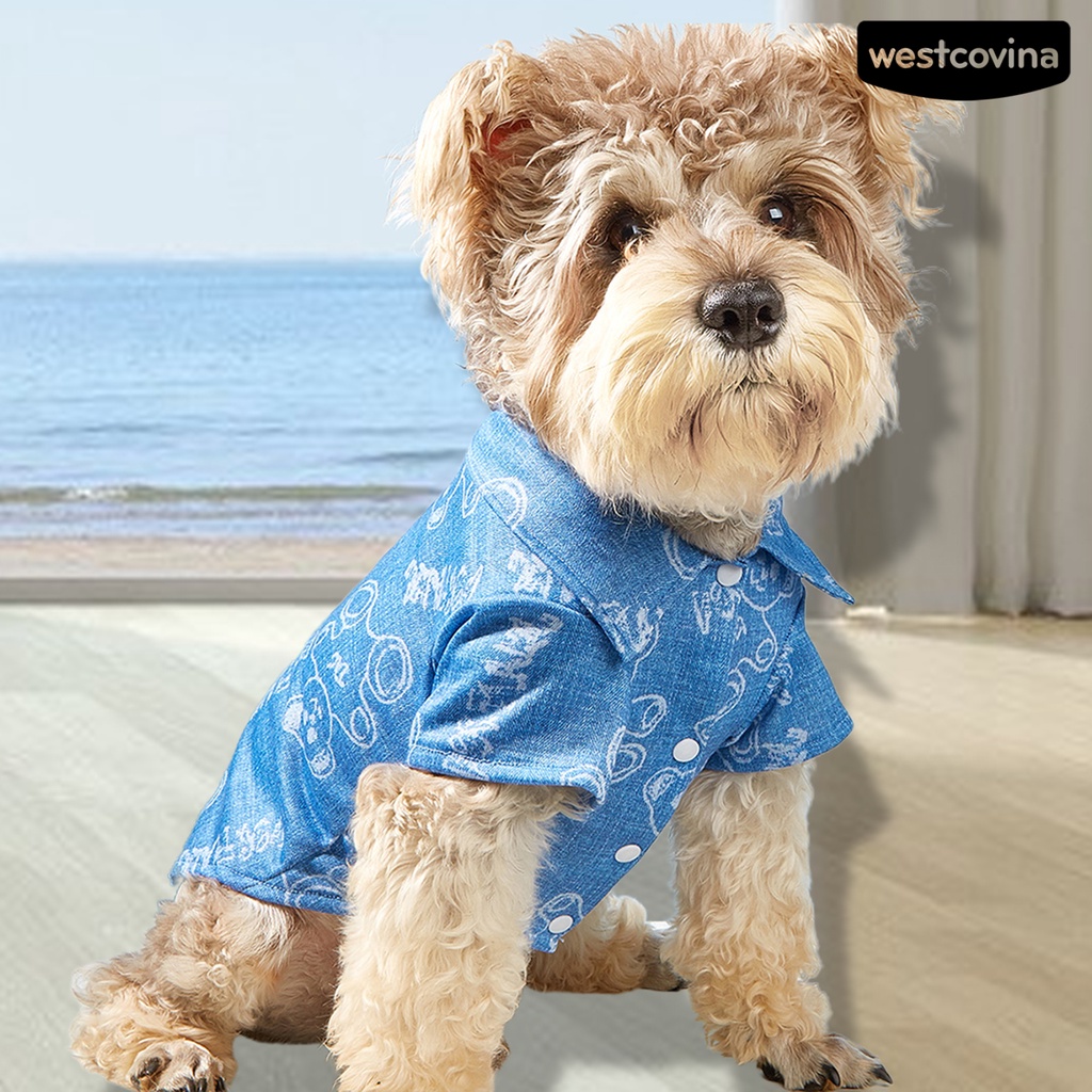 [COD]♘Áo Denim Không Phai In Hình Gấu Dễ Thương Cho Thú Cưng