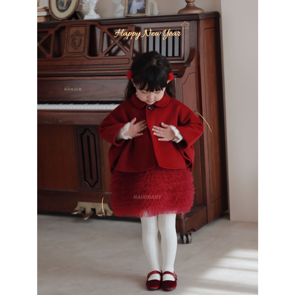 Đầm Công Chúa Không Tay Màu Đỏ Thời Trang Thu Đông Hàng Mới Dành Cho Bé Gái