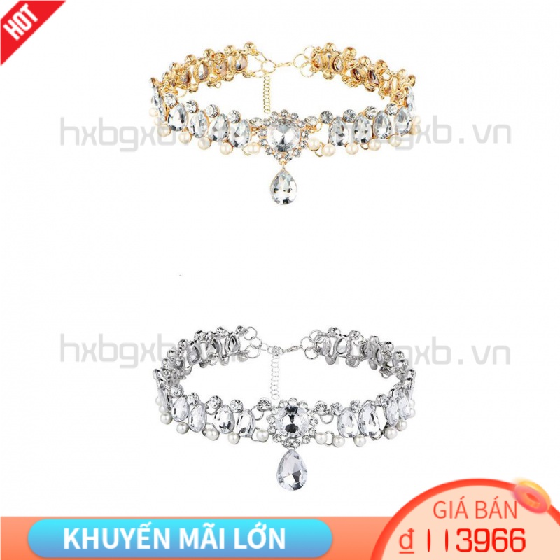 Set 2 Vòng cổ Choker Bản Rộng Đính Đá Pha Lê Có Thể Điều Chỉnh Cho Nữ