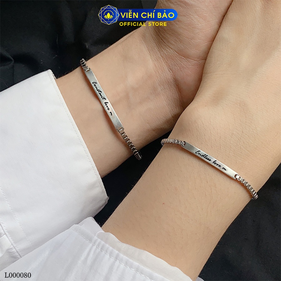 Lắc tay xích vuông khắc chữ nữ chất liệu bạc Thái 925 thời trang phụ kiện trang sức nữ Viễn Chí Bảo L000080-F