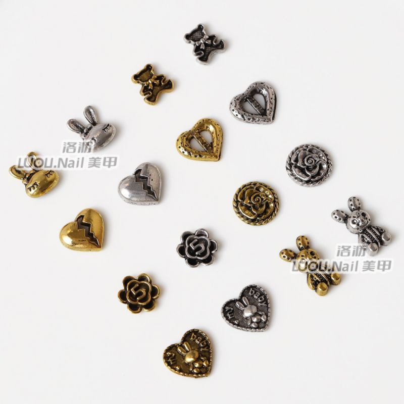 Charm gắn móng tay,trang trí móng tay loại thỏ,tim,gấu,hoa 5 cánh