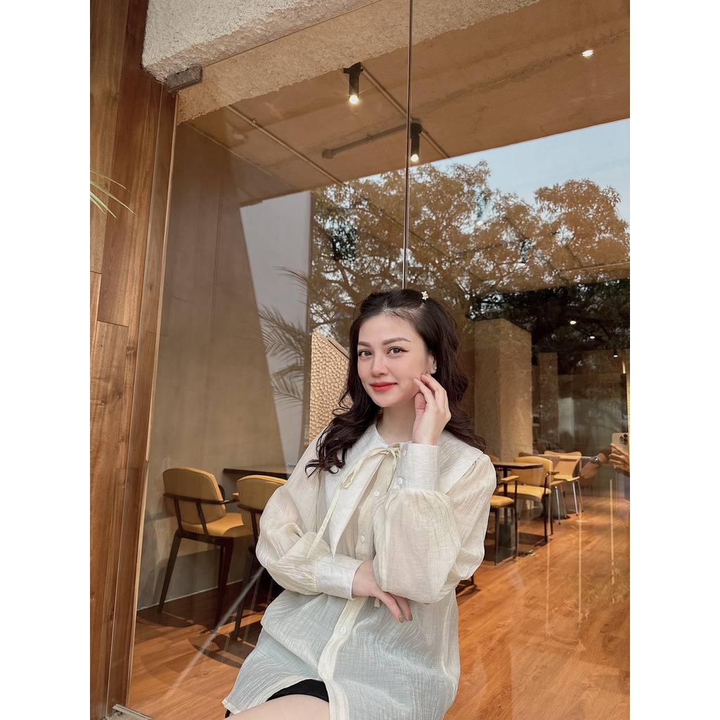 Áo sơ mi kiểu cổ vạt chất tơ 4 màu cimie closet