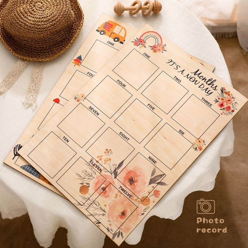 Thẻ Đánh Dấu Cột Mốc Phát Triển Theo Tháng Dùng Làm Thẻ Ảnh Cho Bé Sơ Sinh