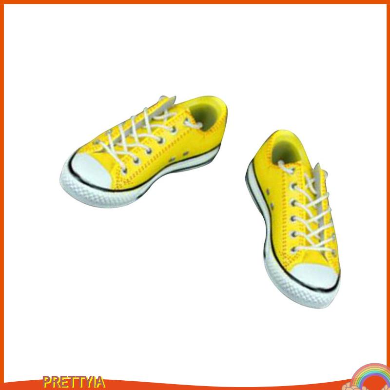 Giày Thể Thao Cột Dây Vải Bạt Đế Phẳng Màu Trắng Cho Búp Bê 12 "Tỷ Lệ 1 / 6